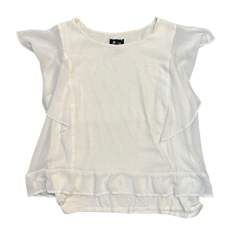 AB studio woman cream/white layered blouse 1X good condition